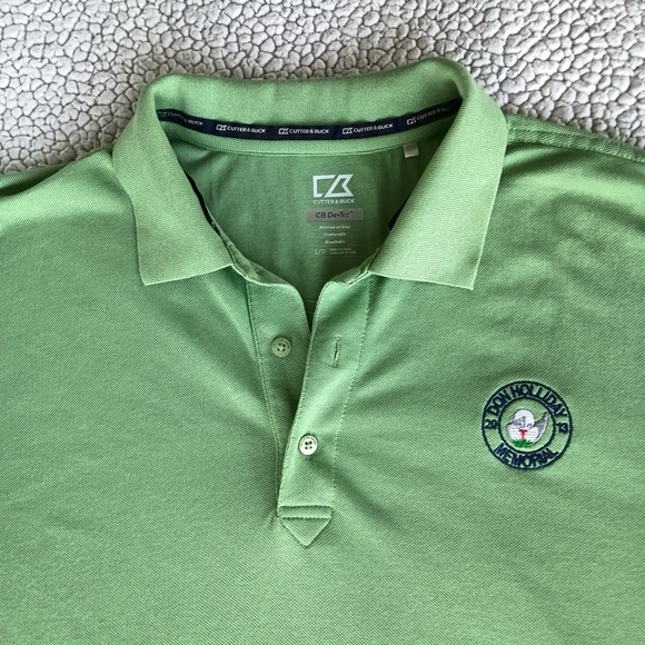 Cutter and Buck Mens Polo Shirt Golf Shirt L Green Button Up Short Sleeve Shirt - Picture 3 of 8